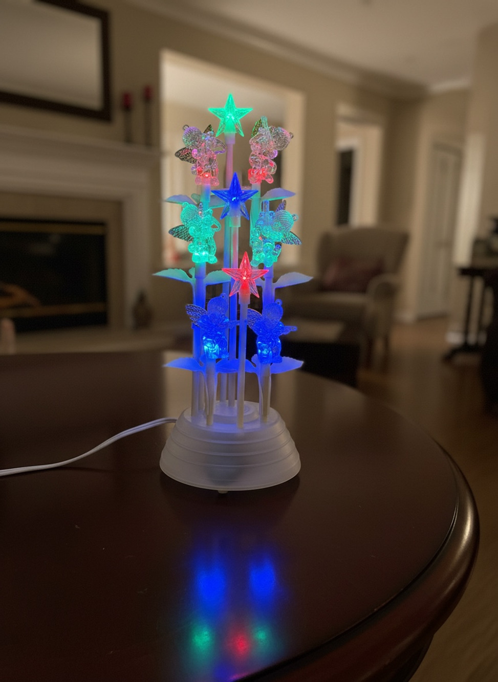 Vintage Acrylic Angel Fiber Optic Christmas Tree Lamp Light 16” Works w/ Box NOS